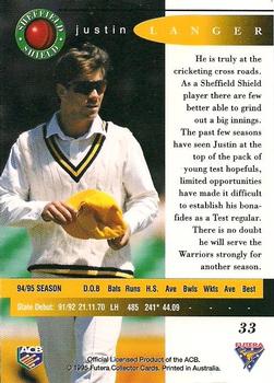 1995-96 Futera Cricket #33 Justin Langer Back
