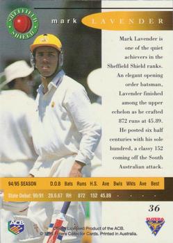 1995-96 Futera Cricket #36 Mark Lavender Back