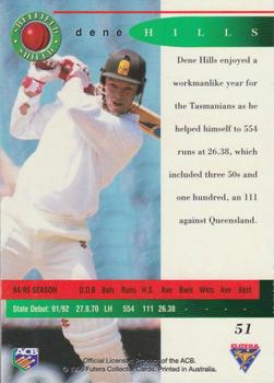 1995-96 Futera Cricket #51 Dene Hills Back