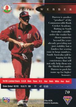 1995-96 Futera Cricket #70 Darren Webber Back
