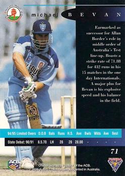 1995-96 Futera Cricket #71 Michael Bevan Back