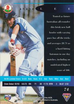 1995-96 Futera Cricket #74 Shane Lee Back