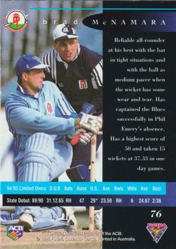1995-96 Futera Cricket #76 Brad McNamara Back