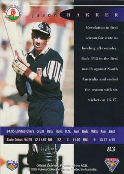 1995-96 Futera Cricket #83 Jason Bakker Back