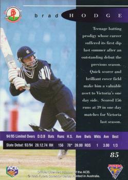 1995-96 Futera Cricket #85 Brad Hodge Back