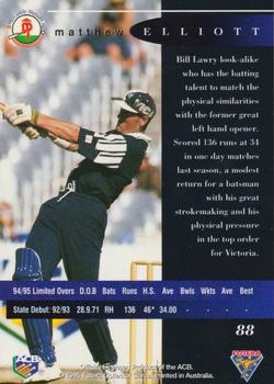 1995-96 Futera Cricket #88 Matthew Elliott Back