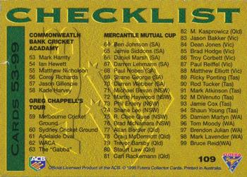 1995-96 Futera Cricket #109 Checklist 1 Back