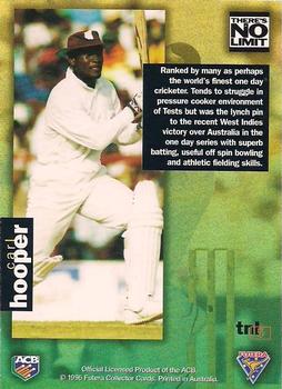 1995-96 Futera Cricket - There's No Limit #TNL5 Carl Hooper Back