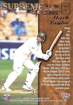 1995-96 Futera Cricket - Supreme Team #ST2 Mark Taylor Back