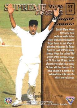 1995-96 Futera Cricket - Supreme Team #ST12 Waqar Younis Back