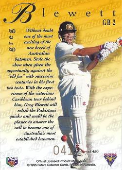 1995-96 Futera Cricket - Signature Series #GB2 Greg Blewett Back