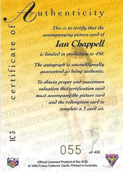 1995-96 Futera Cricket - Signature Series #IC3 Ian Chappell Back