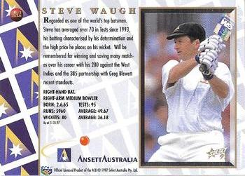 1997 Select Ansett Australia Test Series #AA2 Steve Waugh Back