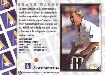 1997 Select Ansett Australia Test Series #AA3 Shane Warne Back