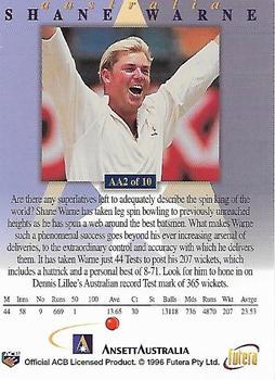 1996-97 Futera Ansett Australia Test Series #AA2 Shane Warne Back