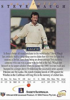 1996-97 Futera Ansett Australia Test Series #AA4 Steve Waugh Back