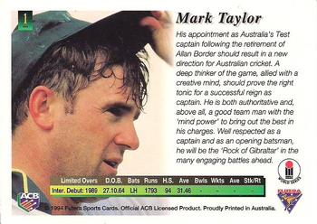 1994-95 Futera Cricket #1 Mark Taylor Back