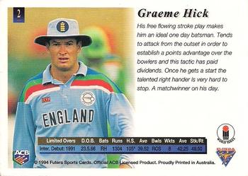 1994-95 Futera Cricket #2 Graeme Hick Back