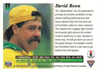 1994-95 Futera Cricket #3 David Boon Back
