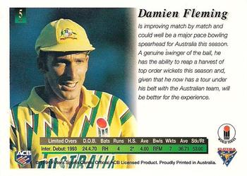 1994-95 Futera Cricket #5 Damien Fleming Back