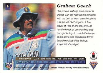 1994-95 Futera Cricket #6 Graham Gooch Back