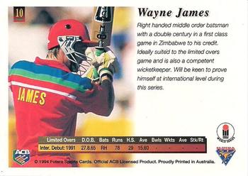 1994-95 Futera Cricket #10 Wayne James Back