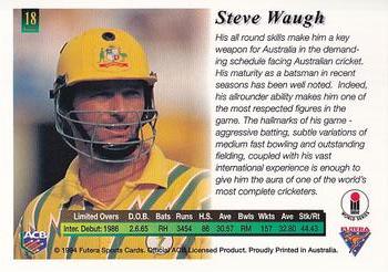1994-95 Futera Cricket #18 Steve Waugh Back