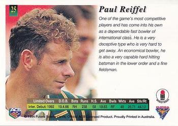 1994-95 Futera Cricket #25 Paul Reiffel Back
