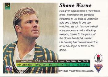 1994-95 Futera Cricket #28 Shane Warne Back