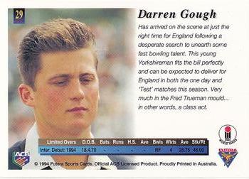 1994-95 Futera Cricket #29 Darren Gough Back
