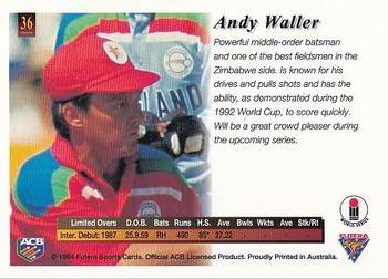 1994-95 Futera Cricket #36 Andy Waller Back
