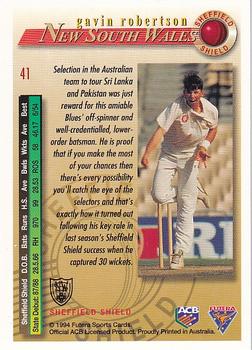 1994-95 Futera Cricket #41 Gavin Robertson Back
