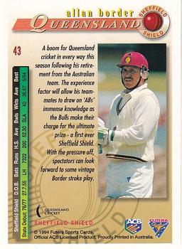 1994-95 Futera Cricket #43 Allan Border Back