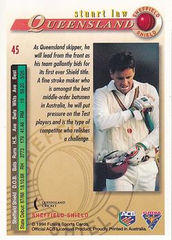 1994-95 Futera Cricket #45 Stuart Law Back
