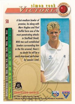 1994-95 Futera Cricket #50 Simon Cook Back
