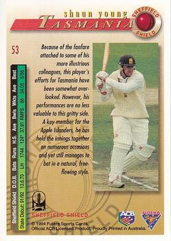 1994-95 Futera Cricket #53 Shaun Young Back