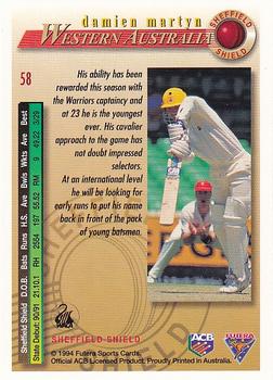 1994-95 Futera Cricket #58 Damien Martyn Back