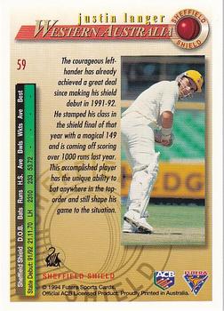 1994-95 Futera Cricket #59 Justin Langer Back