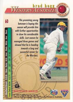 1994-95 Futera Cricket #60 Brad Hogg Back