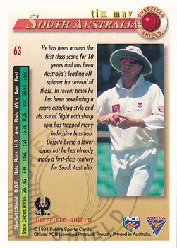 1994-95 Futera Cricket #63 Tim May Back