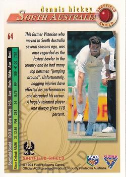 1994-95 Futera Cricket #64 Denis Hickey Back