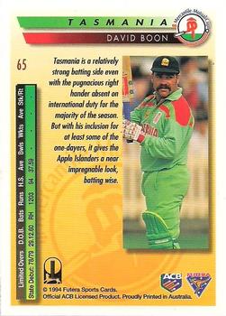 1994-95 Futera Cricket #65 David Boon Back