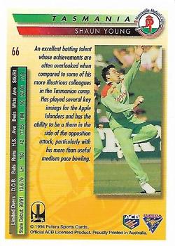 1994-95 Futera Cricket #66 Shaun Young Back