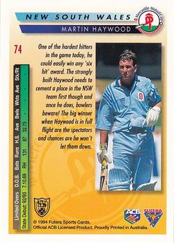 1994-95 Futera Cricket #74 Martin Haywood Back