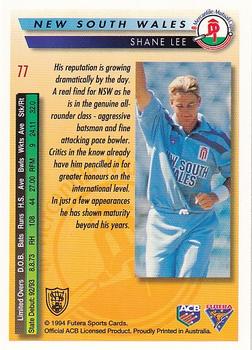 1994-95 Futera Cricket #77 Shane Lee Back