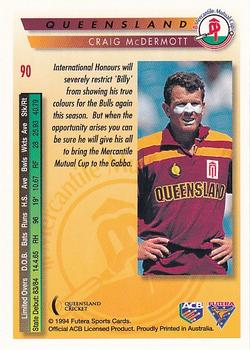 1994-95 Futera Cricket #90 Craig McDermott Back