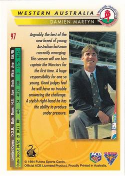 1994-95 Futera Cricket #97 Damien Martyn Back
