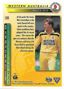 1994-95 Futera Cricket #100 Bruce Reid Back