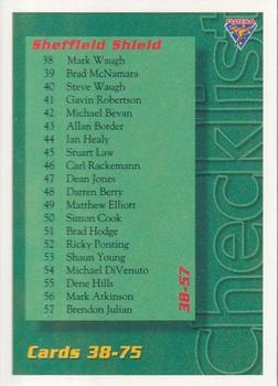 1994-95 Futera Cricket #108 Checklist 37-75 Front