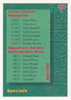 1994-95 Futera Cricket #110 Checklist Specials Front